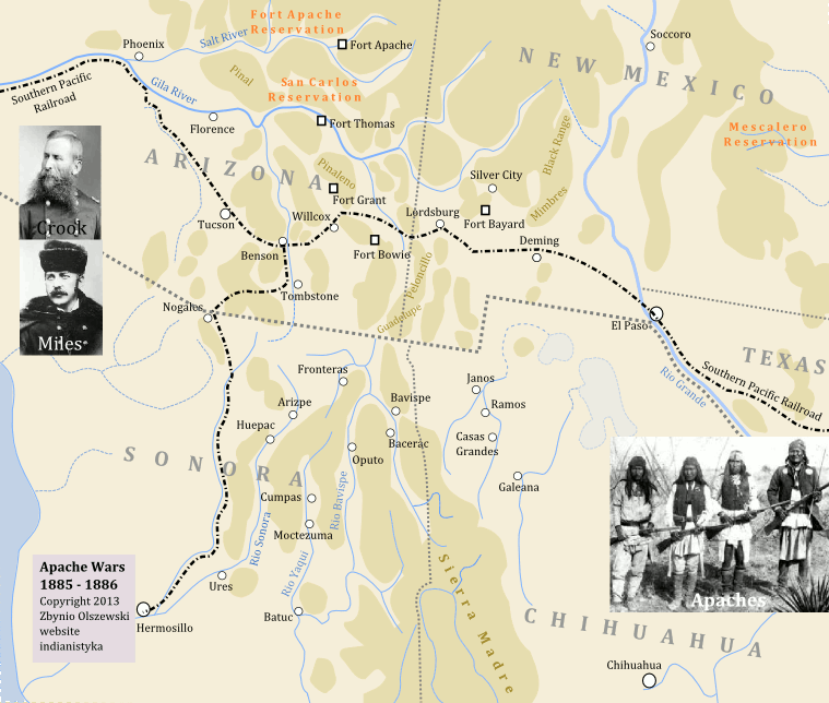 La guerra de Gerónimo en 1885 y 1886
en Estados Unidos y México.
La última guerra indio en Estados Unidos.